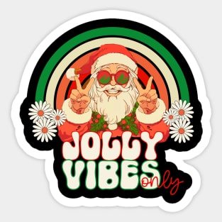 Jolly Vibes only Retro Groovy Santa Sticker